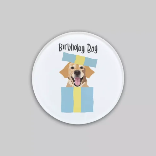 Szklana Podkładka pod Kubek "Birthday Boy" – Labrador z Pudełka