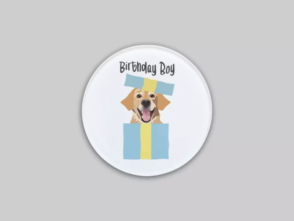 Szklana Podkładka pod Kubek "Birthday Boy" – Labrador z Pudełka