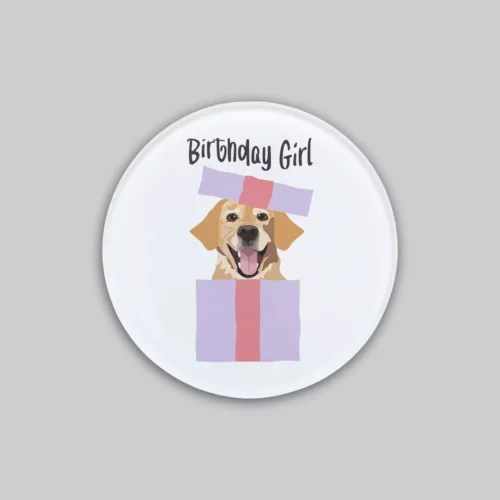 Szklana Podkładka pod Kubek "Birthday Girl" – Labrador z Pudełka