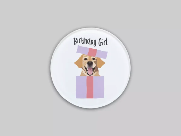 Szklana Podkładka pod Kubek "Birthday Girl" – Labrador z Pudełka