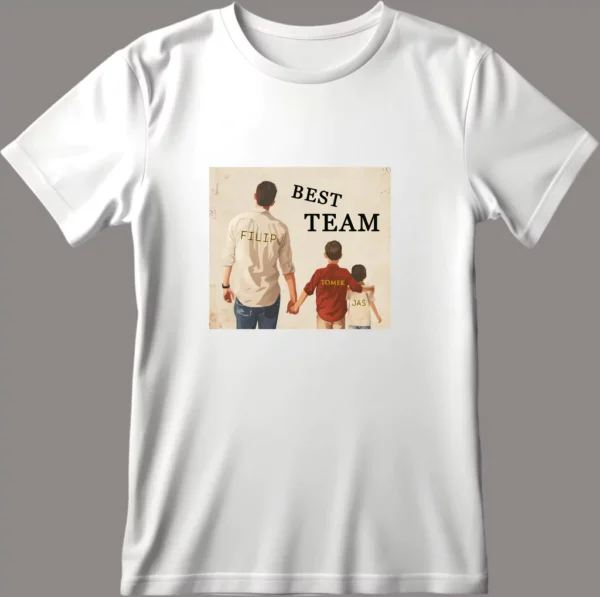 Koszulka dla Taty z Imionami Dzieci - Best Team - Prezent na Dzień Ojca - Personalizowana