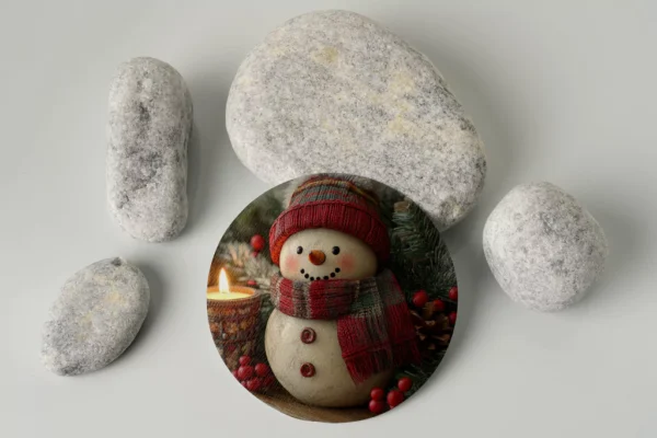 Bałwanek - Świąteczna Szklana Podstawka Pod Kubek