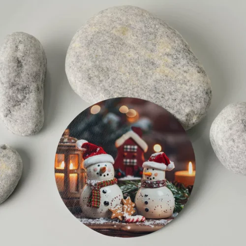 Bałwanki - Świąteczna Szklana Podstawka Pod Kubek