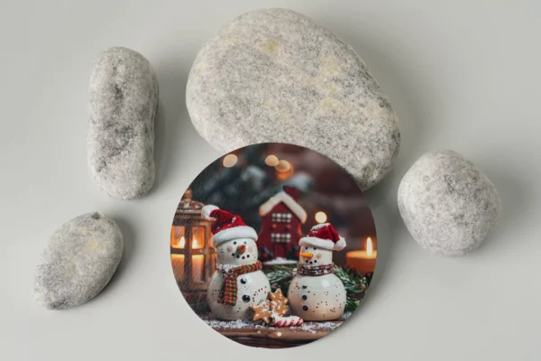 Bałwanki - Świąteczna Szklana Podstawka Pod Kubek