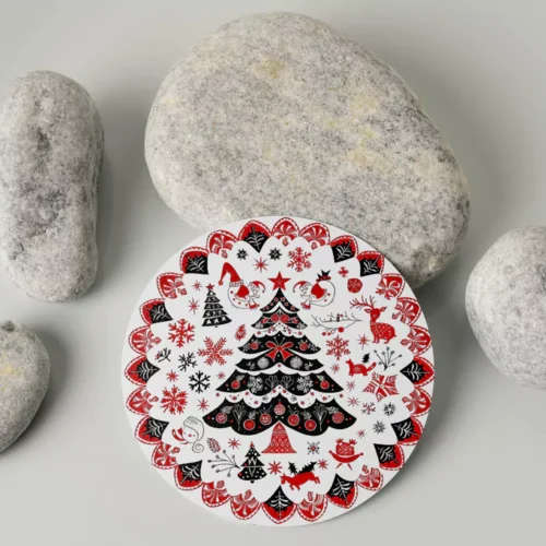 Choinka - Świąteczna Szklana Podstawka Pod Kubek