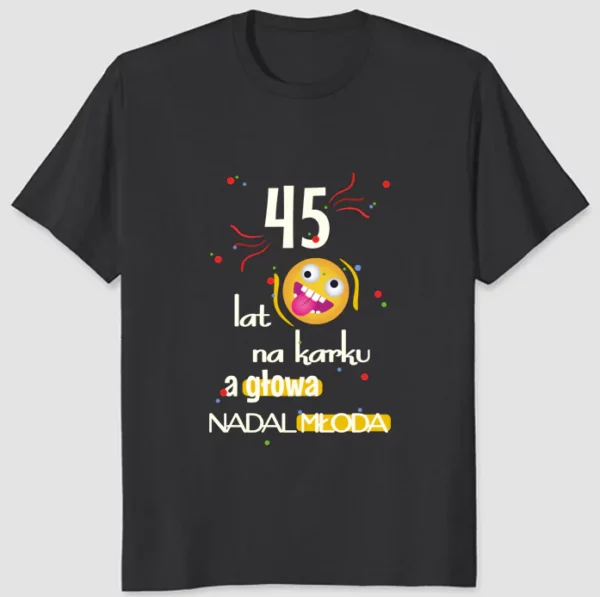Głowa nadal młoda - Personalizowana Męska koszulka urodzinowa czarna Koszulka Głowa Nadal Młoda - Śmieszny Prezent na 50 60 70 Urodziny - Dla Taty Dziadka