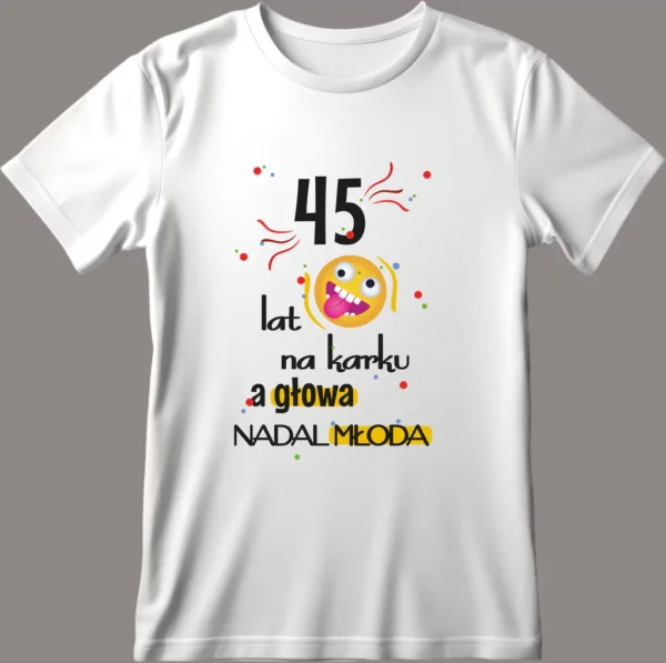 Głowa nadal młoda - Personalizowana koszulka urodzinowa z wiekiem Koszulka Głowa Nadal Młoda - Śmieszny Prezent na 50 60 70 Urodziny - Dla Taty Dziadka