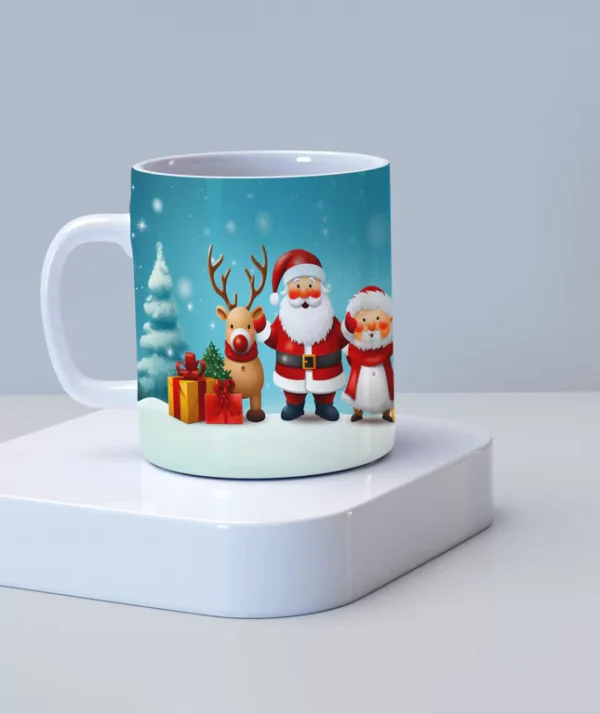 Święty Mikołaj z Reniferem - Świąteczny Kubek ceramiczny