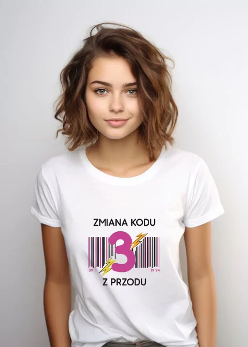 Koszulka Damska na Urodziny Zmiana Kodu na 3 4 5 z Przodu - Twój Wiek - Śmieszny Prezent
