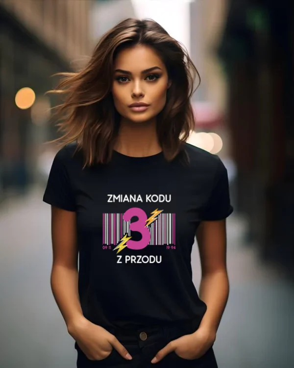 Koszulka Damska na Urodziny Zmiana Kodu na 3 4 5 z Przodu - Twój Wiek - Śmieszny Prezent
