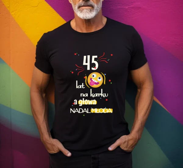 ksz9-679d39e2b186e Koszulka Głowa Nadal Młoda - Śmieszny Prezent na 50 60 70 Urodziny - Dla Taty Dziadka