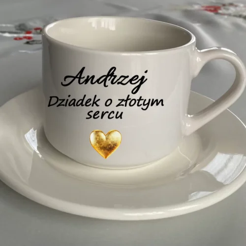 Dziadek o złotym sercu - Filiżanka z talerzykiem dla dziadka