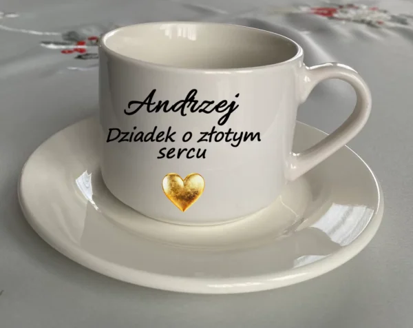Dziadek o złotym sercu - Filiżanka z talerzykiem dla dziadka