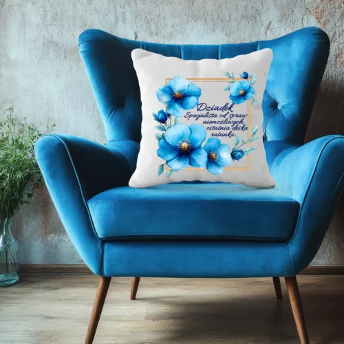 Niebieski Wianek – Poduszka 40x40 cm Dla Dziadka