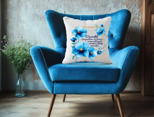 Niebieski Wianek – Poduszka 40x40 cm Dla Dziadka