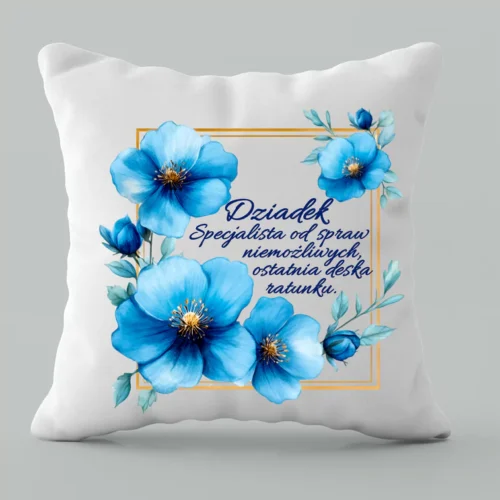 Niebieski Wianek – Poduszka 40x40 cm Dla Dziadka