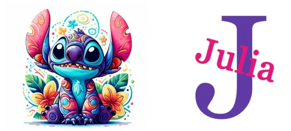 Kubek przedstawia piękną, bajkową grafikę popularnej postaci Stitcha, wzbogaconą o żywe, kolorowe wzory i tropikalne kwiaty. Grafika jest szczegółowa, wykonana w stylu artystycznym z jasnymi, intensywnymi barwami, które zachwycą każdego miłośnika tej kultowej postaci.