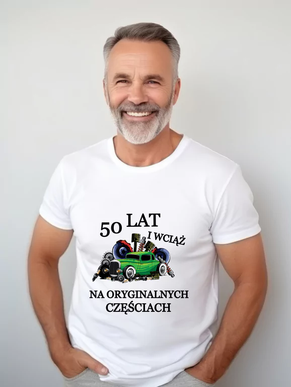 Koszulka na 30 40 50 60 Urodziny Oryginalne Części - Wciąż na Chodzie - Śmieszny Prezent dla Męża Taty