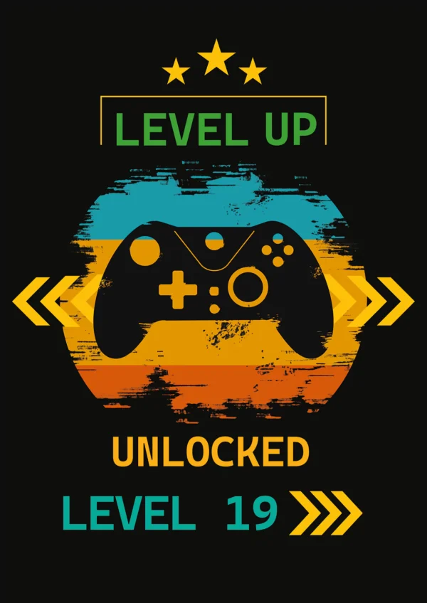 Koszulka dla Gracza Level Up - Twój Wiek - Prezent Urodzinowy dla Gamera