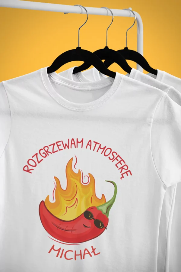 Koszulka z Imieniem Rozgrzewam Atmosferę - Papryczka Chili - Śmieszny Prezent dla Chłopaka