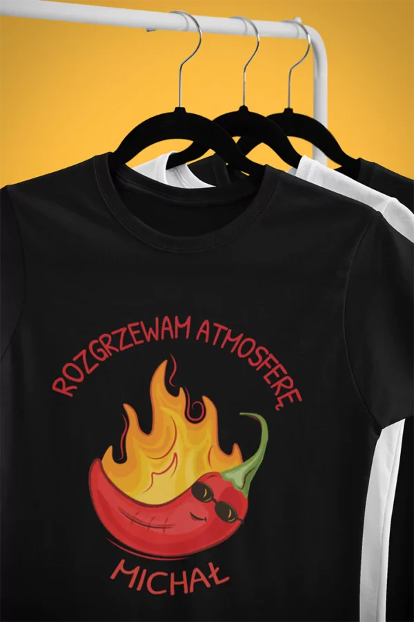 Koszulka z Imieniem Rozgrzewam Atmosferę - Papryczka Chili - Śmieszny Prezent dla Chłopaka