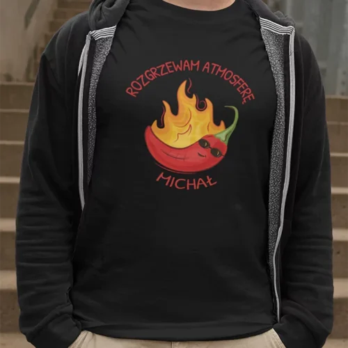 Koszulka z Imieniem Rozgrzewam Atmosferę - Papryczka Chili - Śmieszny Prezent dla Chłopaka