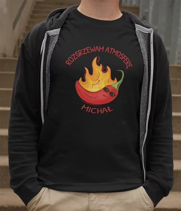 Koszulka z Imieniem Rozgrzewam Atmosferę - Papryczka Chili - Śmieszny Prezent dla Chłopaka