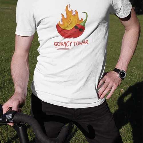 Koszulka Męska z Imieniem Gorący Towar - Papryczka Chili - Walentynki Dzień Chłopaka