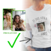 Damska koszulka na prezent z własnym zdjęciem i podpisem - polaroid