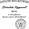Wzór nadruku: Dyplom Mistrza w dziedzinie bycia super dziadkiem Grafika z napisem Dyplom Mistrzowski dla Super Dziadka z pieczątką