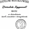 Wzór nadruku: Dyplom Mistrza w dziedzinie kart, szachów i krzyżówek Grafika na koszulkę dla dziadka mistrza gier i łamigłówek