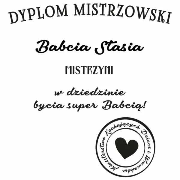 dyp5 Personalizowana koszulka dla babci na urodziny, dzień babci, prezent - Dyplom mistrzowski różne warianty