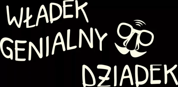 Grafika na koszulkę z napisem Genialny Dziadek i ikoną okularów z wąsami