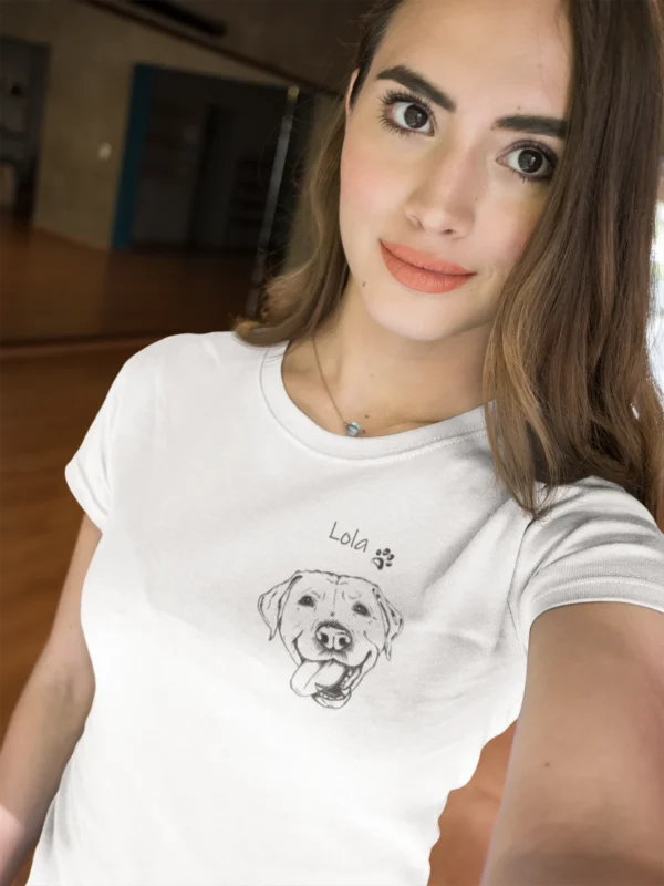 damska-koszulka-labrador-lola-personalizowana Damska personalizowana koszulka z Labradorem | Koszulka z psem