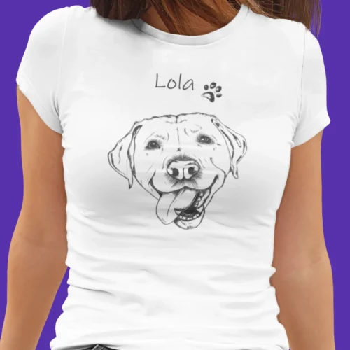 Personalizowana koszulka z psem Damska personalizowana koszulka z Labradorem | Koszulka z psem