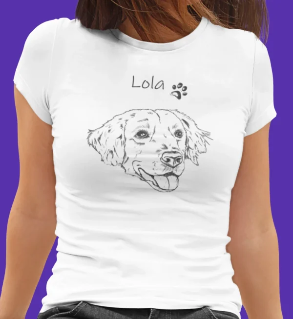 Personalizowana koszulka z psem Damska personalizowana koszulka z Golden retrieverem | Koszulka z psem