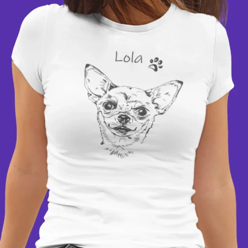 Personalizowana koszulka z psem Damska personalizowana koszulka z Chihuahua | Koszulka z psem