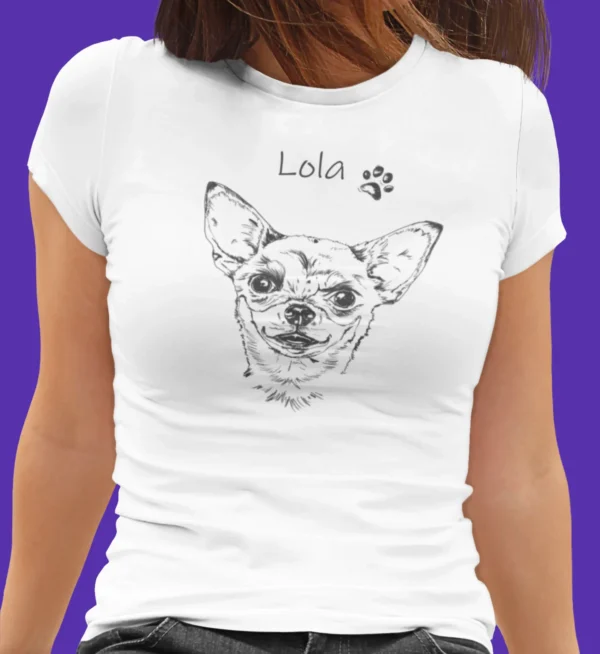Personalizowana koszulka z psem Damska personalizowana koszulka z Chihuahua | Koszulka z psem