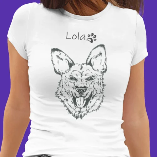 Personalizowana koszulka z psem Koszulka damska z psem Owczarkiem Niemieckim | Personalizowana z własnym imieniem