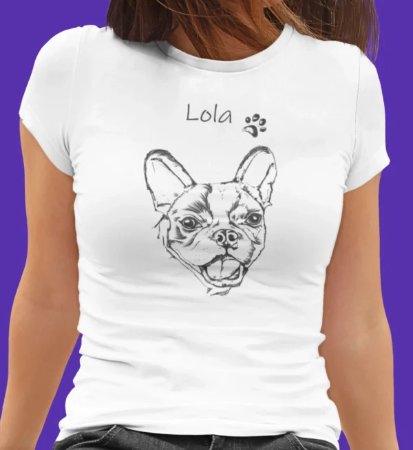 Personalizowana koszulka z psem Damska personalizowana koszulka z Buldogiem francuskim | Koszulka z psem