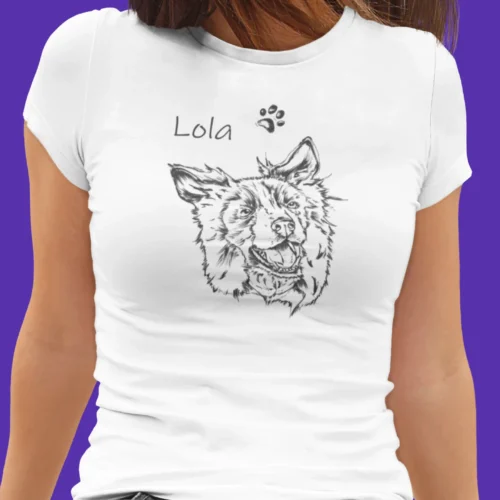 Personalizowana koszulka z psem Damska personalizowana koszulka z Borderem collie | Koszulka z psem