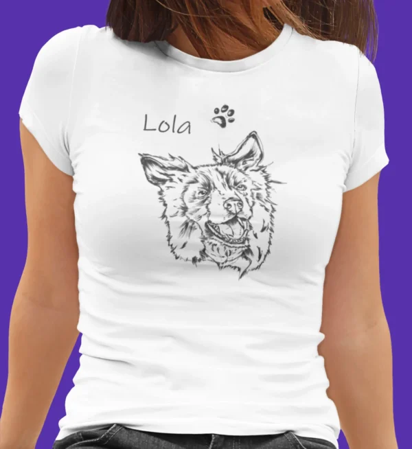 Personalizowana koszulka z psem Damska personalizowana koszulka z Borderem collie | Koszulka z psem
