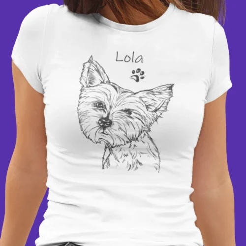 Personalizowana koszulka z psem Damska personalizowana koszulka z Yorkiem | Koszulka z psem