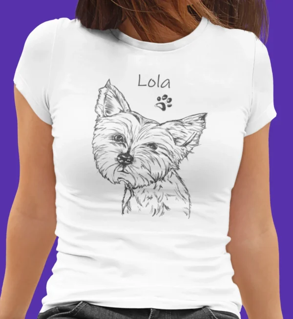Personalizowana koszulka z psem Damska personalizowana koszulka z Yorkiem | Koszulka z psem