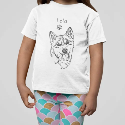 Personalizowana koszulka z psem Personalizowana koszulka dla dzieci z Husky