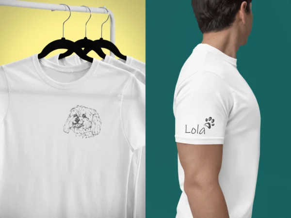 Personalizowana koszulka z psem Męska personalizowana koszulka z Maltańczykiem | Koszulka z psem