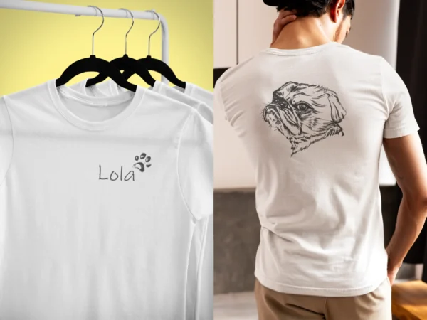 Personalizowana koszulka z psem Męska personalizowana koszulka z Mopsem | Koszulka z psem