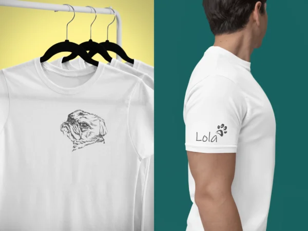 Personalizowana koszulka z psem Męska personalizowana koszulka z Mopsem | Koszulka z psem