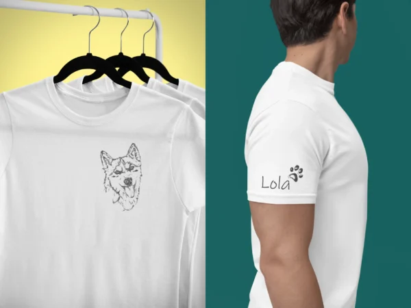 Personalizowana koszulka z psem Męska personalizowana koszulka z Husky | Koszulka z psem