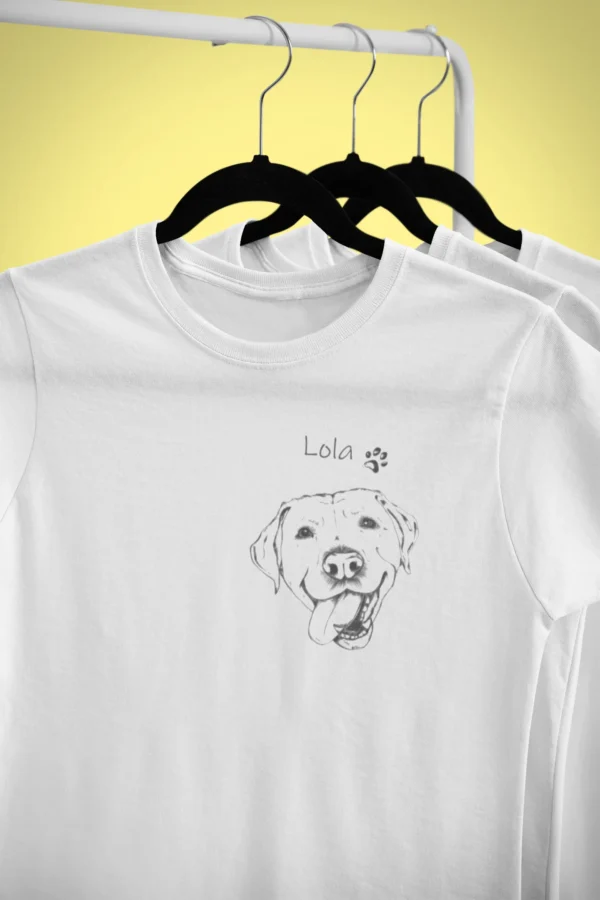 damska-koszulka-labrador-lola-personalizowana Damska personalizowana koszulka z Labradorem | Koszulka z psem